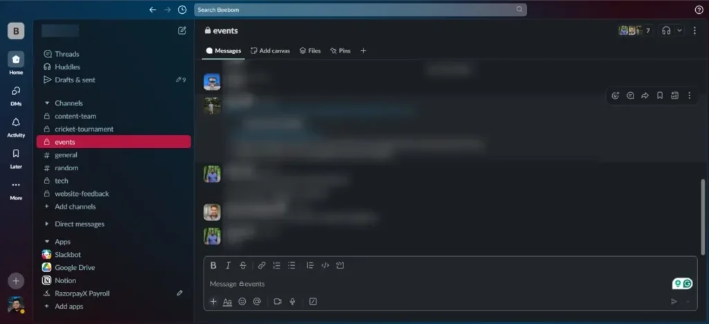 Slack-Interface-layout-azmotech