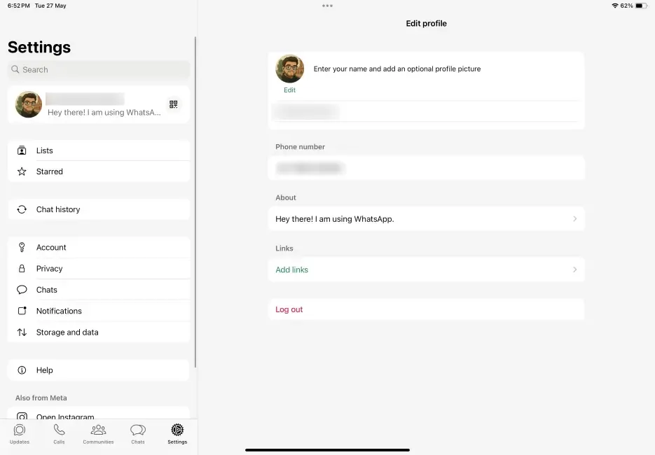 WhatsApp-on-iPad-Settings-page-azmotech